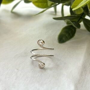 Sterling silver wire wrap ring with sterling silver beads